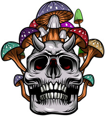 Skull mushroom mascot logo design