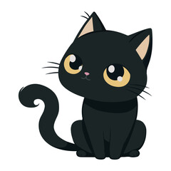 Cute black kitten sitting