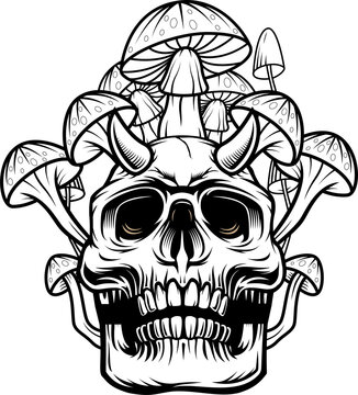 Skull mushroom mascot logo design