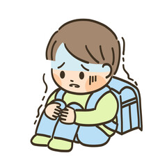 不安で震える男の子