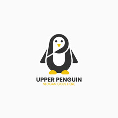 Vector Logo Illustration Penguin Simple Mascot Style