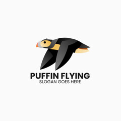 Vector Logo Illustration Puffin Gradient Colorful Style