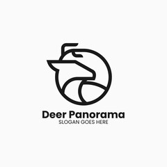 Vector Logo Illustration Deer Line Art Style