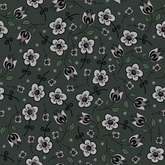 Seamless pattern with beautiful flowers. Vector file for designs.