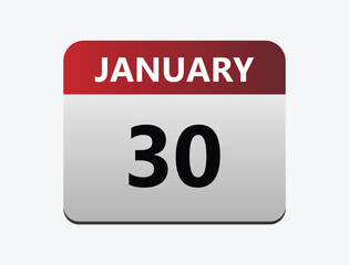 January 30th calendar icon vector. Concept of schedule. business and tasks.