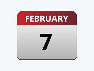 February 7th calendar icon vector. Concept of schedule. business and tasks.
