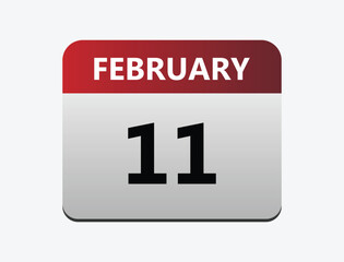 February 11th calendar icon vector. Concept of schedule. business and tasks.