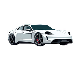 Naklejka premium Modern sports car, shiny and fast driving