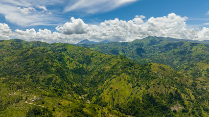 Mountain range and mountain slopes with forest. Negros, Philippines