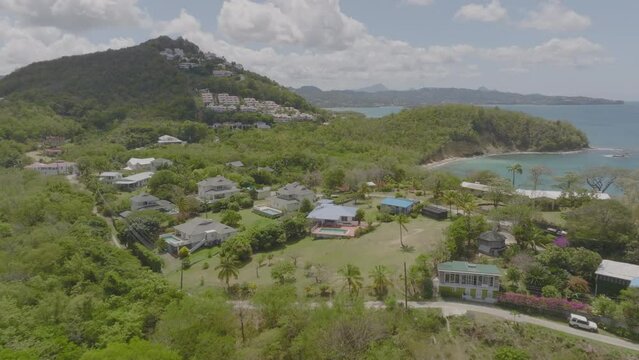 Vacation villas are nestled along St. Lucia's mountains and coast