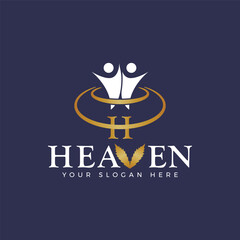 Marijuana Heaven angel logo Marijuana leaf logo with 2 people icon idea
