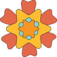 Yellow & turquoise retro flower element