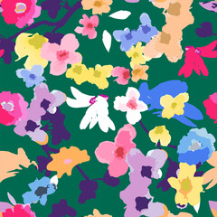 Bright watercolor feminine seamless pattern.