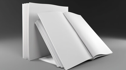Brochure 3D Rendering White Blank Mockup