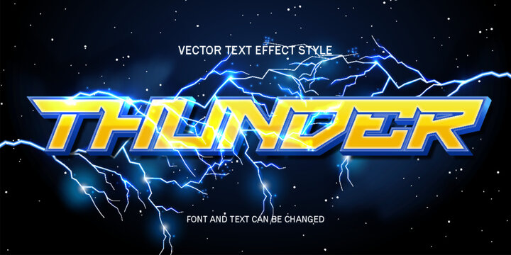 thunder lightning flash yellow bolt typography editable text effect font style template background design