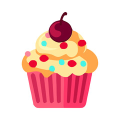 Sweet gourmet cupcake with cream icing