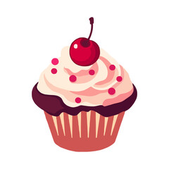 Cute cupcake illustration with gourmet cream