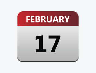 February 17th calendar icon vector. Concept of schedule. business and tasks.