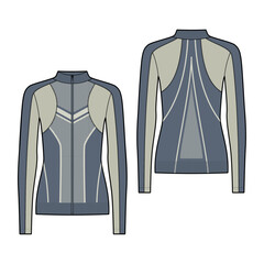 Long sleeve zip up workout sports jacket fashion vector sketch, Apparel template - Illustrator CC