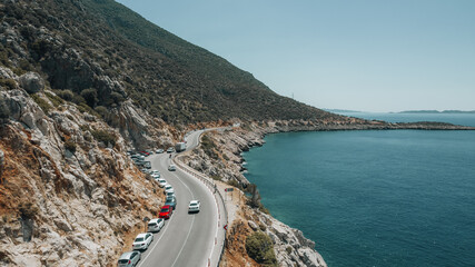 Aerial view of scenic coastal road in Turkey - 589368008