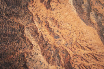 Aerial view of beautiful landscape of Skazka canyon, famous destination in Kyrgyzstan - 589368056
