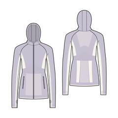 Slim fit long sleeve full zip up hoodie jacket fashion vector sketch, Apparel template - Illustrator CC