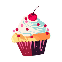 Cute illustration of gourmet cupcake