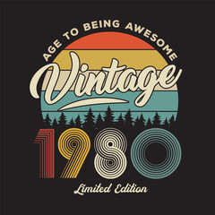1980 vintage retro t shirt design vector