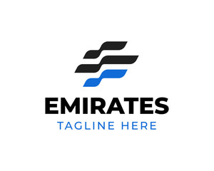 Unique letter e wave flag logo