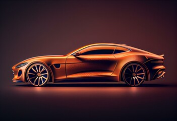 Obraz na płótnie Canvas Side view of electric powered sports coupe in clay rendering style. 3D rendering image. Generative AI