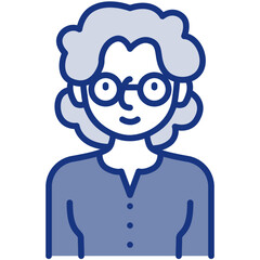 elder female avatar blue icon