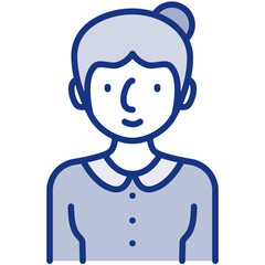 elder female avatar blue icon