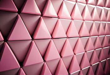 Pink Tiles arranged to create a Triangular wall. Semigloss, Futuristic Background formed from 3D blocks. 3D Render. Generative AI