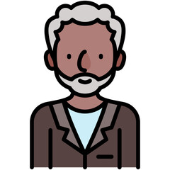 elder male avatar black outline filled color icon