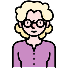 elder female avatar black outline filled color icon