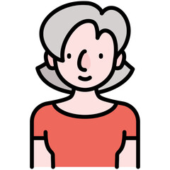 elder female avatar black outline filled color icon