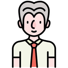 elder male avatar black outline filled color icon