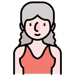 elder female avatar black outline filled color icon