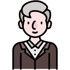 elder male avatar black outline filled color icon