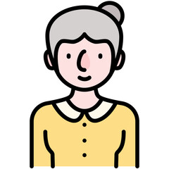 elder female avatar black outline filled color icon