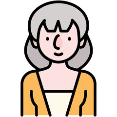 elder female avatar black outline filled color icon