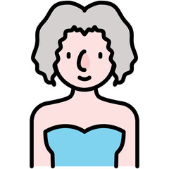 elder female avatar black outline filled color icon