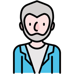 elder male avatar black outline filled color icon