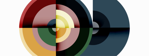 Obraz premium Circles with shadows trendy minimal geometric composition abstract background