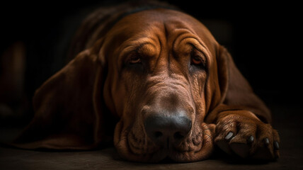 Illustration of A Sleepy Bloodhound - obrazy, fototapety, plakaty