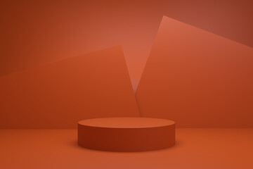 3d platform studio display scene with render platform. studio background vector 3d rendered podium. platform render for cosmetic products. Stage display platform background 3d studio orange
