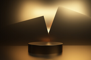 3d platform studio display scene with render platform. studio background vector 3d rendered podium. platform render for cosmetic products. Stage display platform background 3d studio gold
