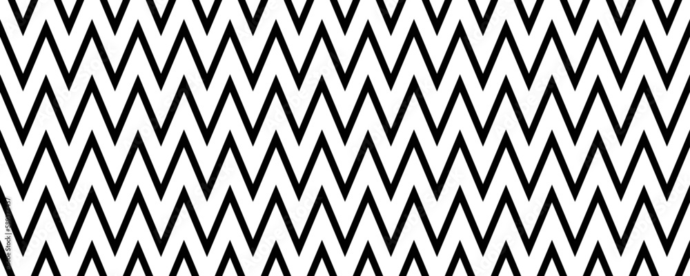 Poster Chevron seamless pattern. Black white herringbone background. Repeating zig zag texture with diagonal lines. Vector illustration