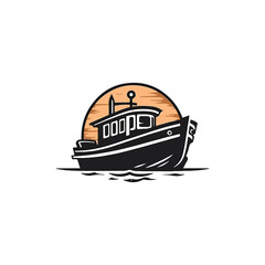 sailing boat modern vector logo