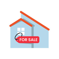 house for sale with hang tag concept illustration flat design vector eps10. modern graphic element for icon, infographic